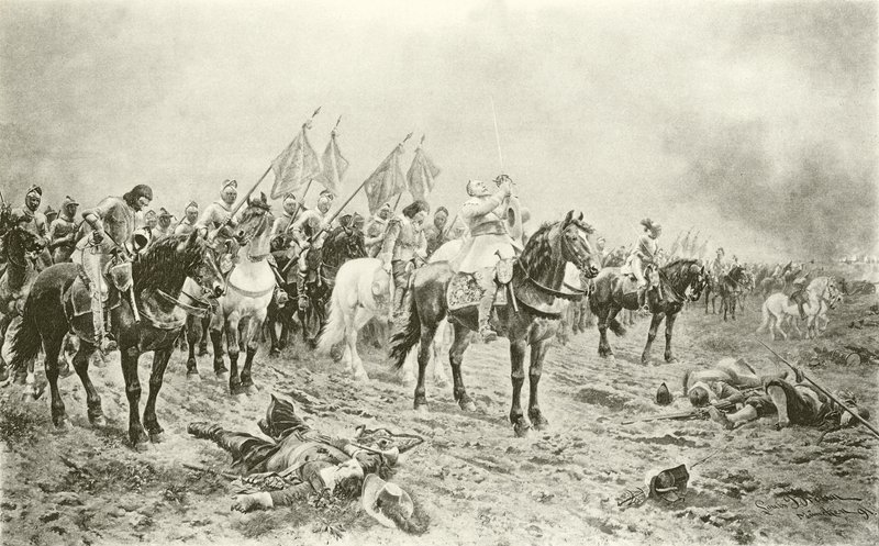 Gustavo Adolfo prima della battaglia di Lutzen (incisione) da Ludwig Braun