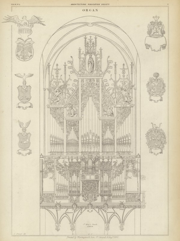 Organo della Chiesa di Santa Maria, Lubecca, Germania da Ludwig Gruner