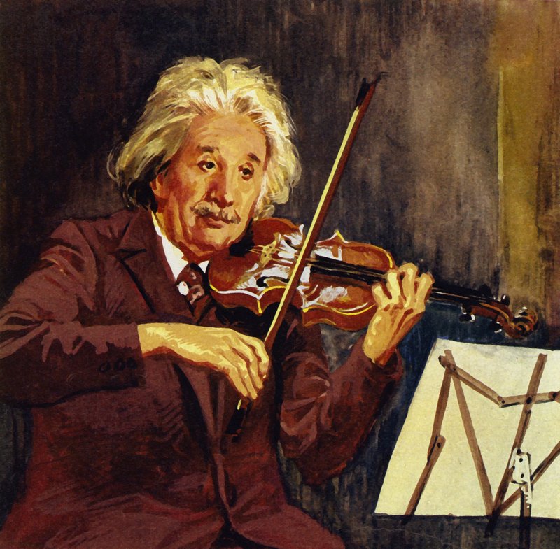 Albert Einstein che suona il violino (litografia a colori) da Luis Arcas Brauner