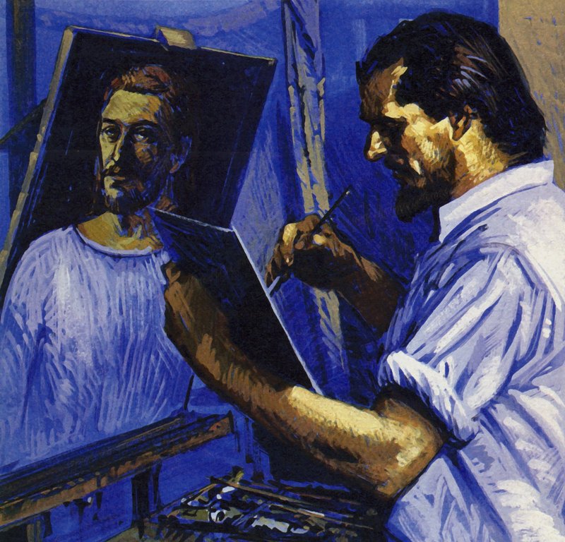 Gauguin vive in povertà, vendendo solo qualche quadro (litografia a colori). da Luis Arcas Brauner