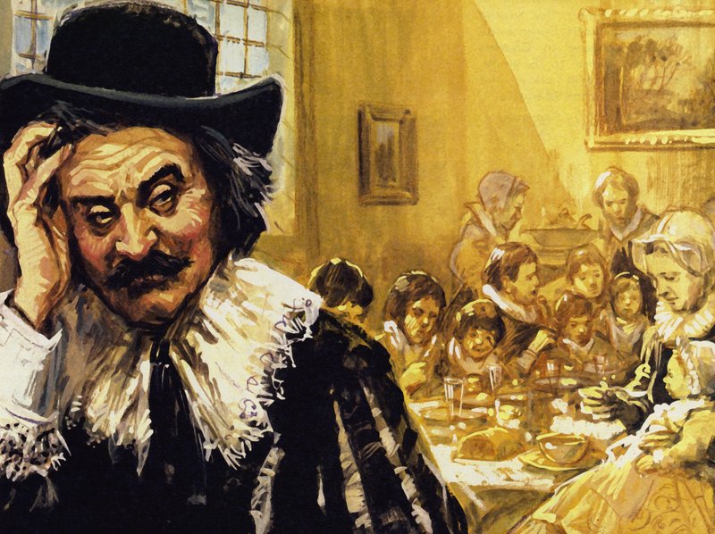 Hals ha lottato per sfamare i suoi figli quando è caduto in difficoltà (litografia a colori) da Luis Arcas Brauner