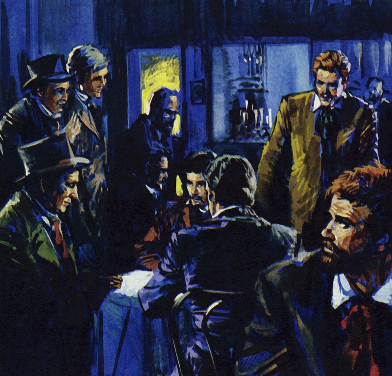 Il Café Guerbois diventa il luogo di incontro degli amici di Renoir (litografia a colori) da Luis Arcas Brauner