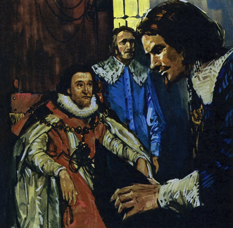 Van Dyck viene notato dal conte di Arundel che lo presenta al re Giacomo I (litografia a colori) da Luis Arcas Brauner