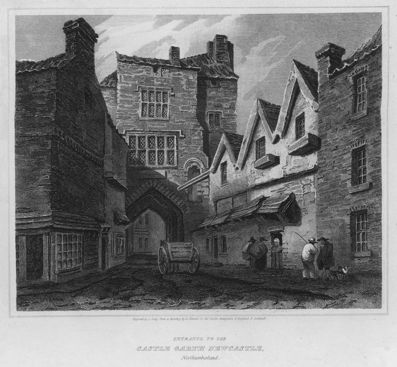 Ingresso al Castello Garth Newcastle, Northumberland (incisione) da Luke (after) Clennell