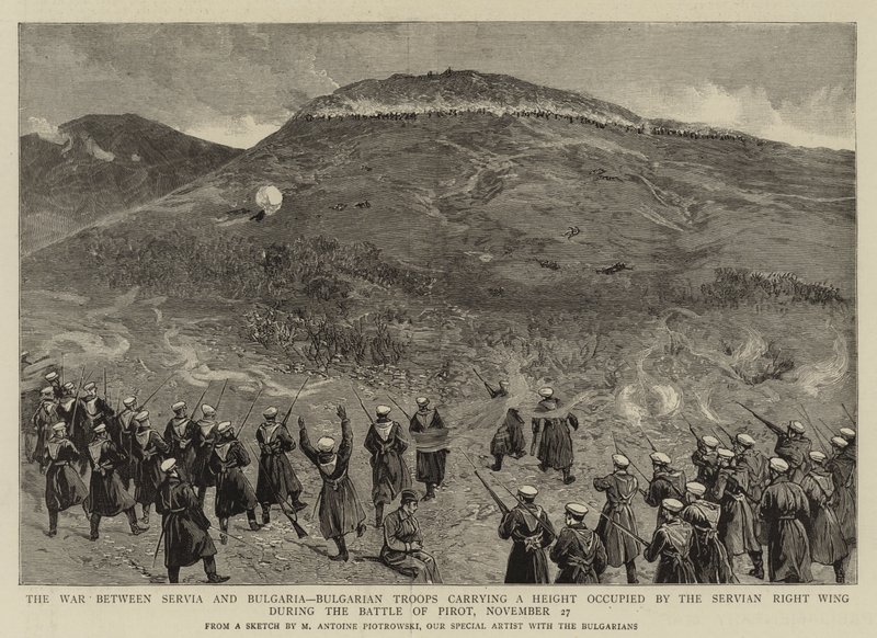 La guerra tra Serbia e Bulgaria, truppe bulgare che occupano un