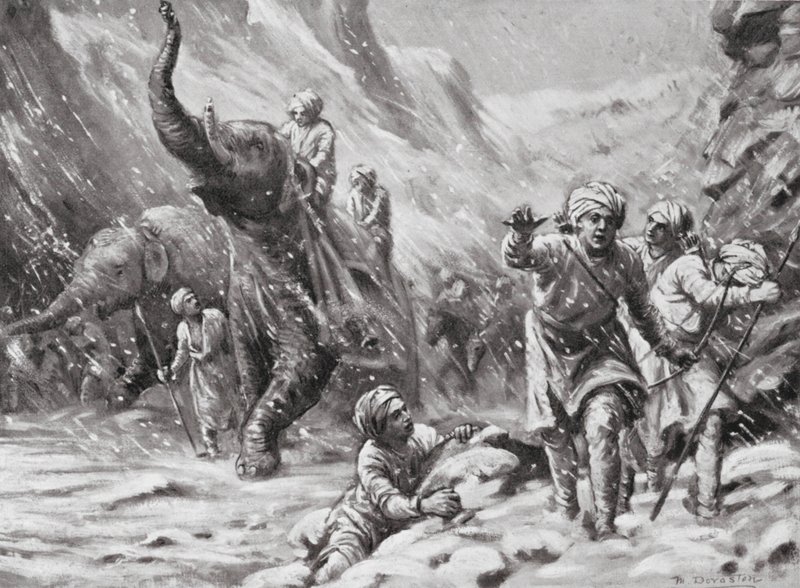 Il primo successo di Mahmud di Ghazni, 1000 d.C. (litografia) da Margaret (after) Dovaston