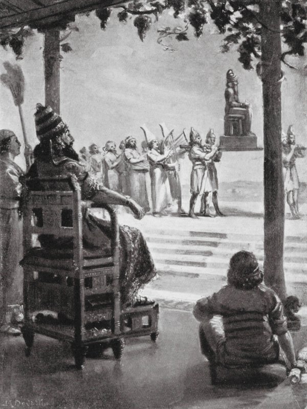 Capodanno a Babilonia, 680 a.C. (litografia) da Margaret (after) Dovaston