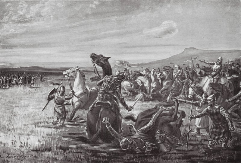 La battaglia di Orcomeno (litografia) da Margaret (after) Dovaston