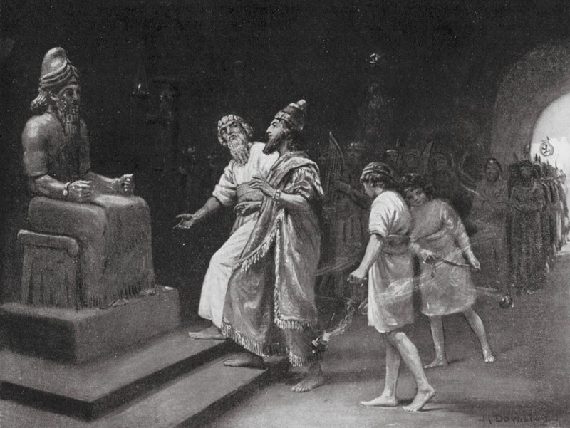 Tukulti-Ninib I nel Tempio di Marduk (litografia) da Margaret (after) Dovaston