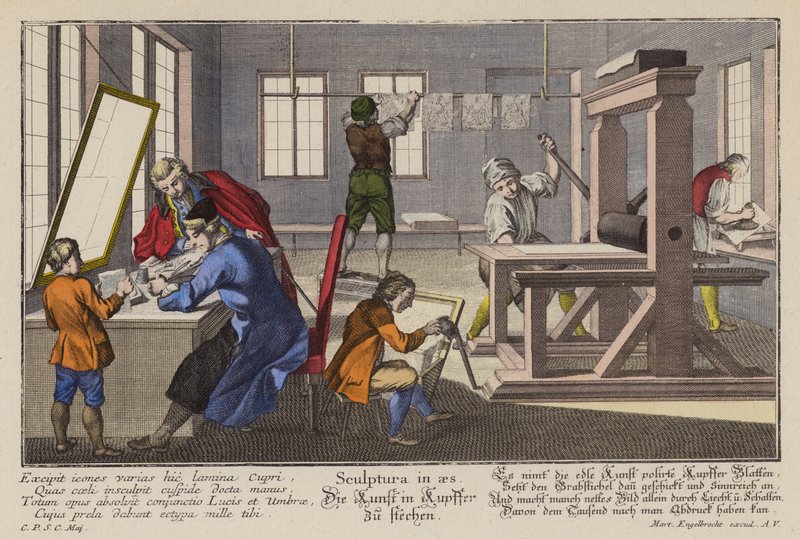 Realizzazione di incisioni in rame da Martin Engelbrecht
