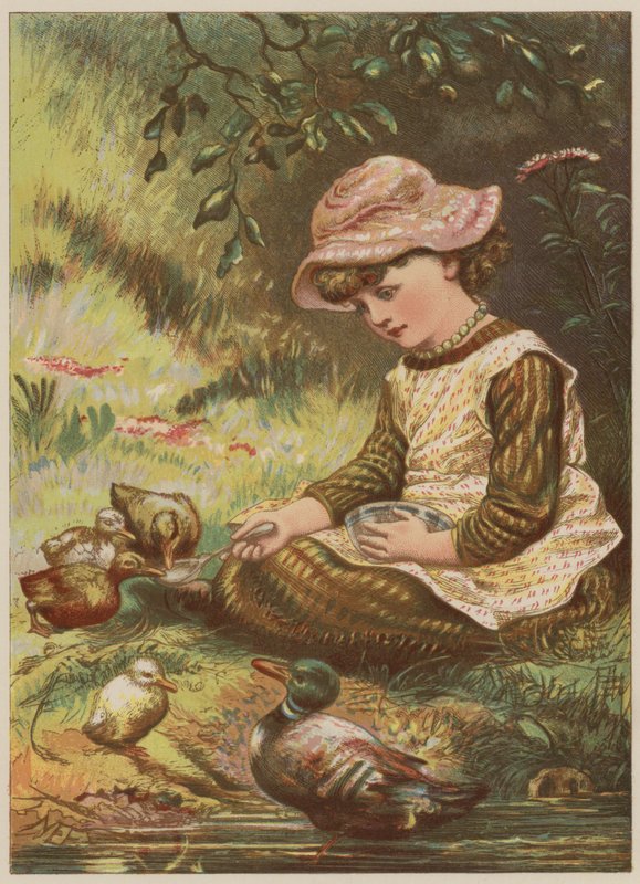 Ragazza che nutre anatroccoli da Mary Ellen Edwards