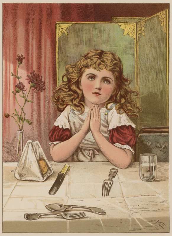 Ragazza che dice la preghiera prima del pasto da Mary Ellen Edwards