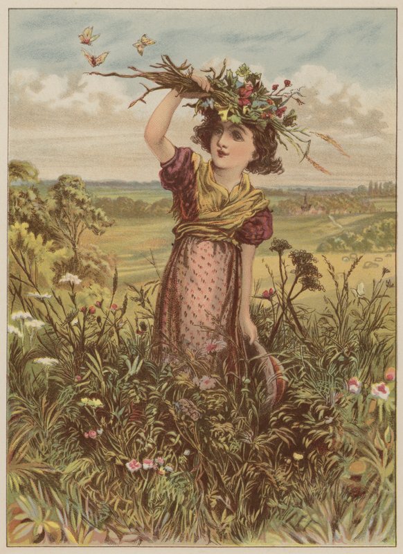 Ragazza con fiori e farfalle da Mary Ellen Edwards