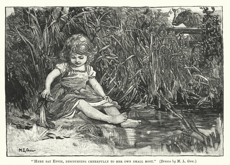 Silas Marner - Qui sedeva Eppie, discorrendo allegramente con il suo piccolo stivale da Mary L. Gow