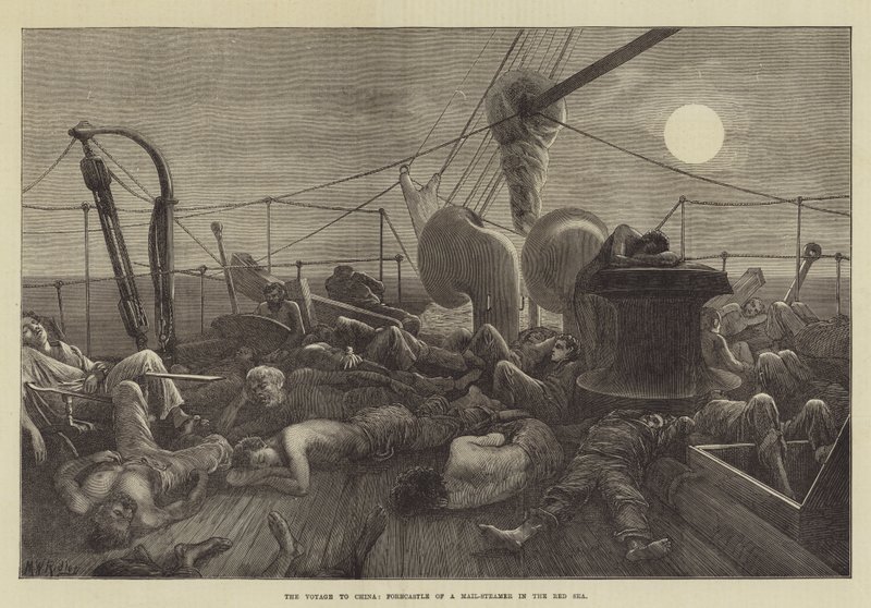 Il viaggio verso la Cina, castello di prua di un piroscafo nel Mar Rosso da Matthew White Ridley