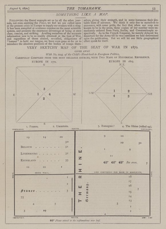 Mappa molto schizzata della guerra del 1870 da Matthew