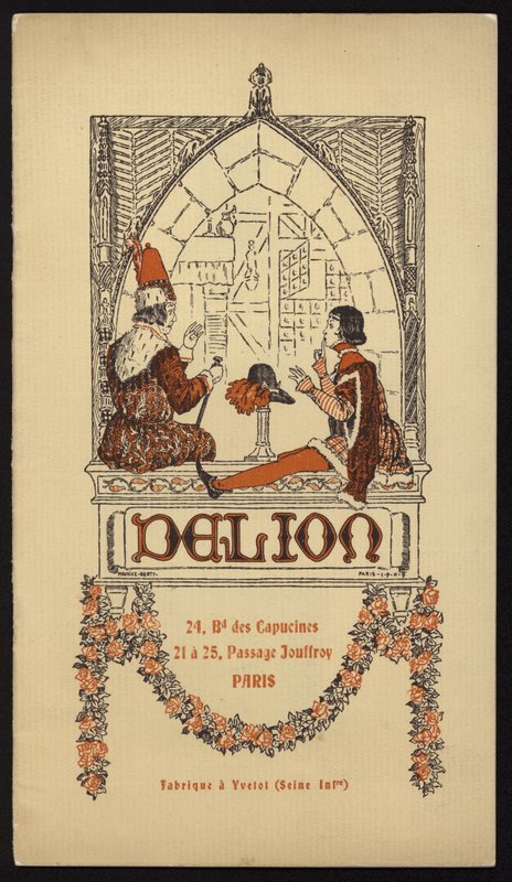Illustrazione di copertina per il catalogo di cappelli emesso da Delion, Parigi, nel 1908 da Maurice Berty