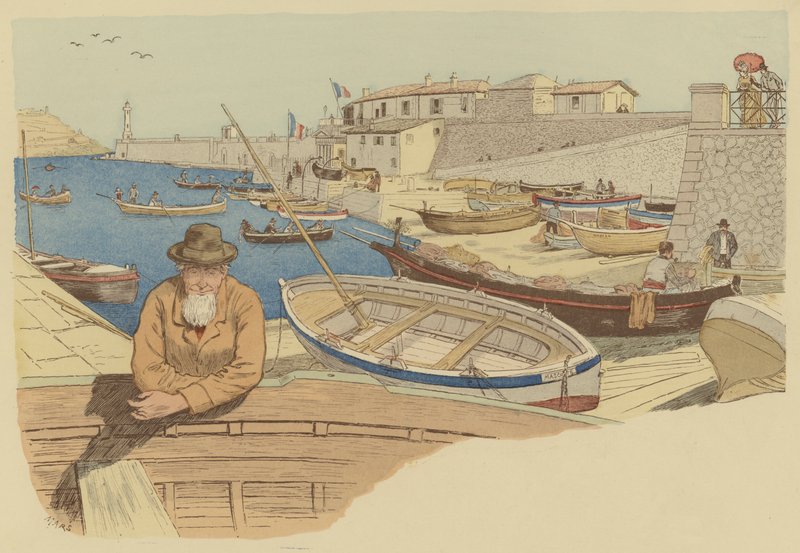 Tipico barcaiolo nel porto di Nizza, Francia da Maurice Charles Mathieu Bonvoisin