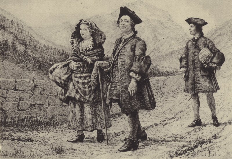 Jean-Jacques Rousseau sulla strada con due compagni da Maurice Leloir