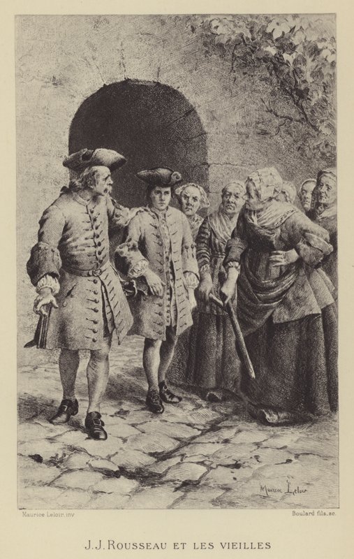 Jean-Jacques Rousseau con le vecchie donne da Maurice Leloir