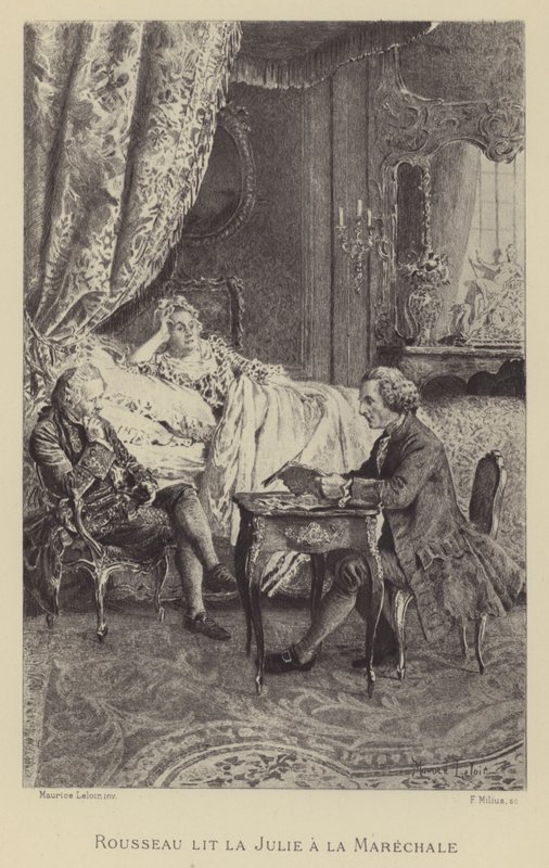 Rousseau legge il suo romanzo Julie alla Marechale da Maurice Leloir