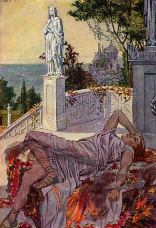 Didone si suicida dopo essere stata abbandonata da Enea (litografia a colori) da Max Wulff