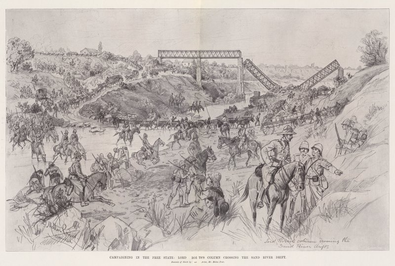 Campagna nello Stato Libero, la colonna di Lord Roberts attraversa il Sand River Drift da Melton Prior