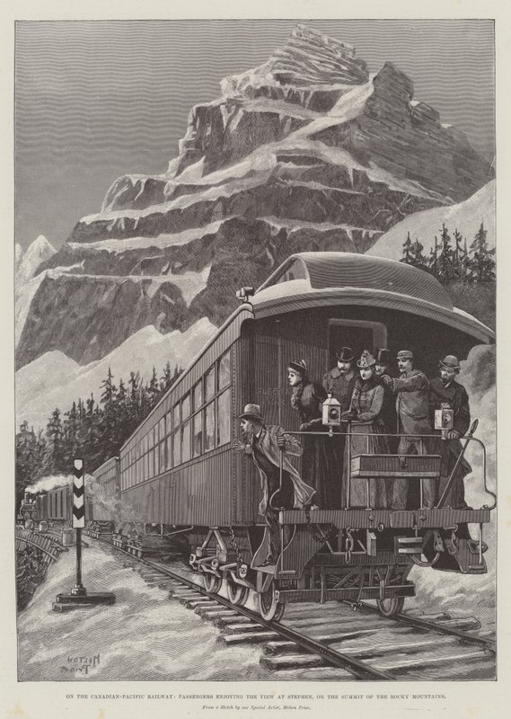 Sulla Ferrovia Canadian-Pacific, Passeggeri che Godono della Vista a Stephen, sulla Cima delle Montagne Rocciose da Melton Prior
