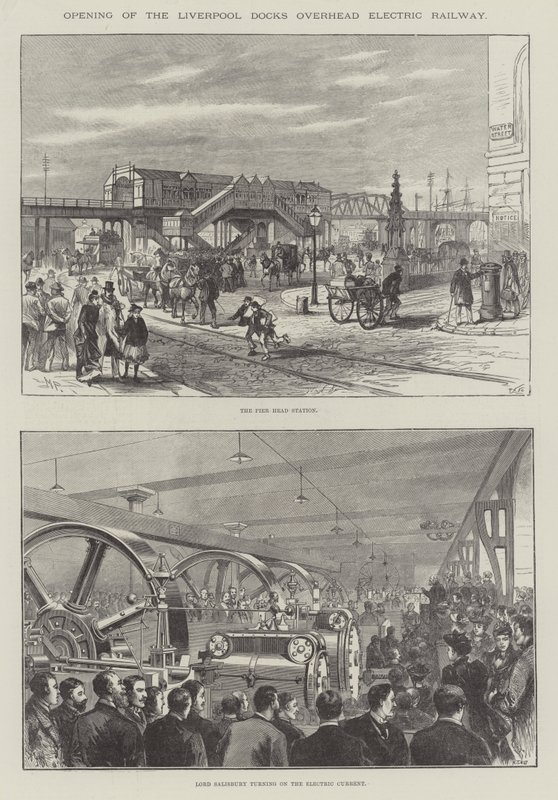 Inaugurazione della ferrovia elettrica sopraelevata dei Docks di Liverpool da Melton Prior