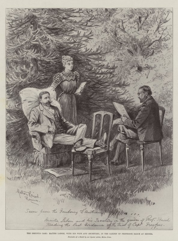Il Caso Dreyfus, Maitre Labori, con sua moglie e il segretario, nel giardino del Professor Basch a Rennes da Melton Prior