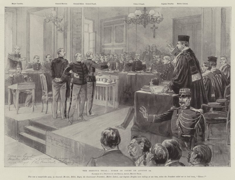 Il processo Dreyfus, scena in tribunale il 24 agosto da Melton Prior