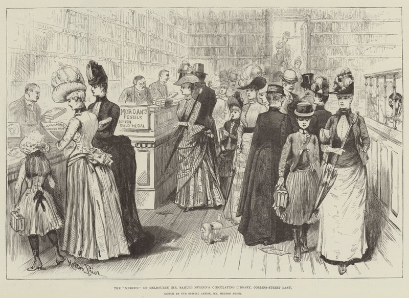 La biblioteca circolante di Mr Samuel Mullen, Collins-Street East da Melton Prior