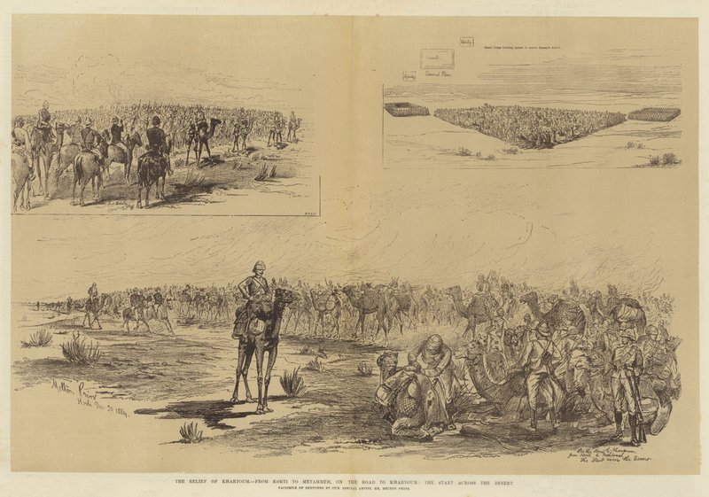 Il soccorso di Khartoum, da Korti a Metammeh, sulla strada per Khartoum, la partenza attraverso il deserto da Melton Prior