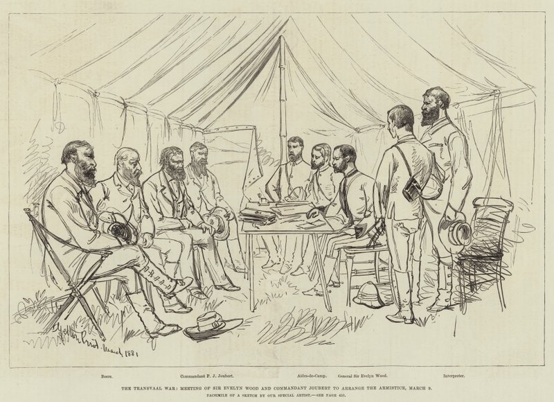 La guerra del Transvaal, incontro tra Sir Evelyn Wood e il comandante Joubert per organizzare l