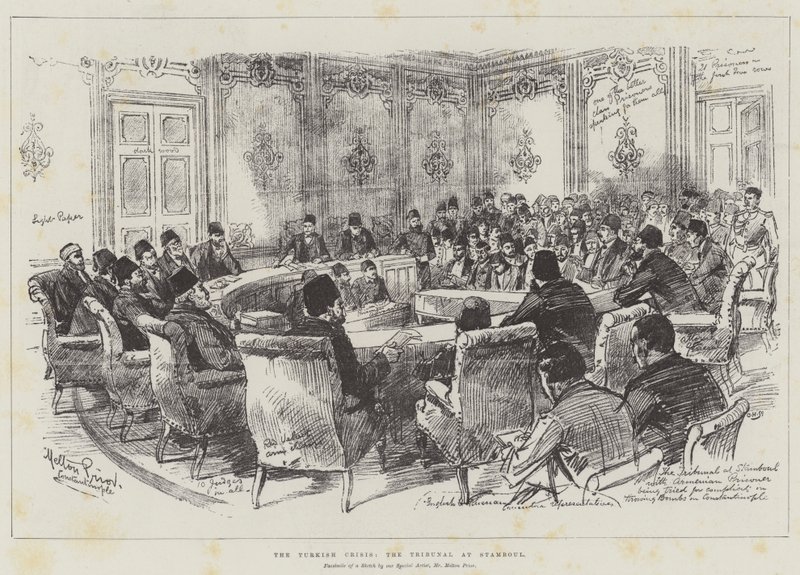 La crisi turca, il tribunale a Stamboul da Melton Prior