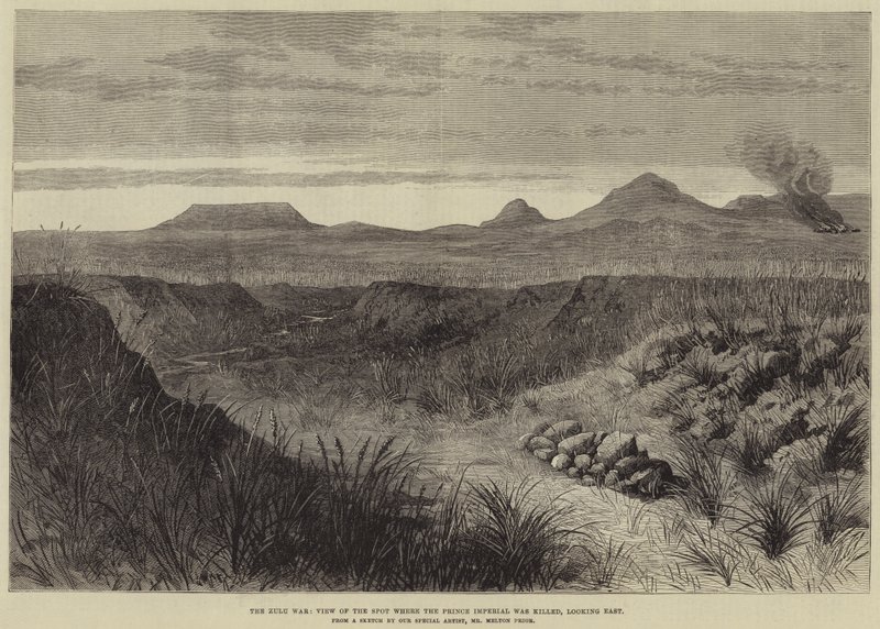 La Guerra Zulu, Veduta del Luogo dove fu ucciso il Principe Imperiale, vista verso est da Melton Prior