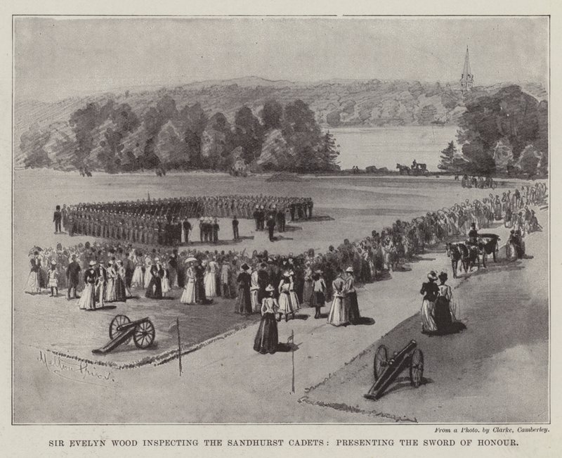 Sir Evelyn Wood ispeziona i cadetti di Sandhurst, presentando la Spada d