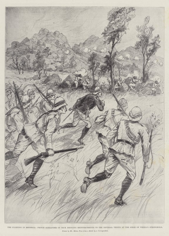 I combattimenti in Rhodesia, il principe Alessandro di Teck porta rinforzi alle truppe imperiali durante l