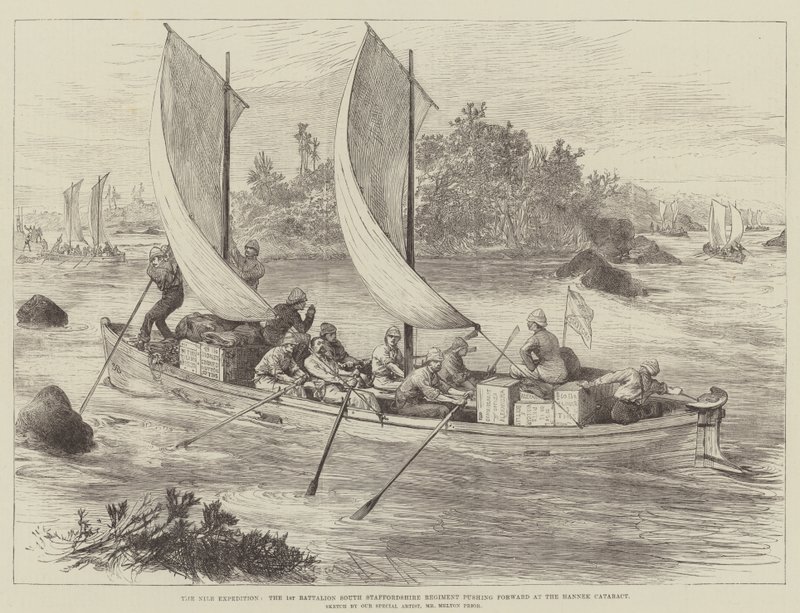 La Spedizione del Nilo, il 1º Battaglione del Reggimento South Staffordshire avanza al Cataratta di Hannek da Melton Prior