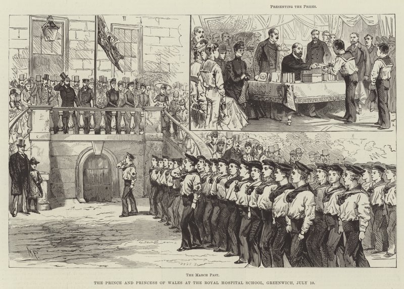 Il Principe e la Principessa del Galles alla Royal Hospital School, Greenwich, 10 luglio da Melton Prior