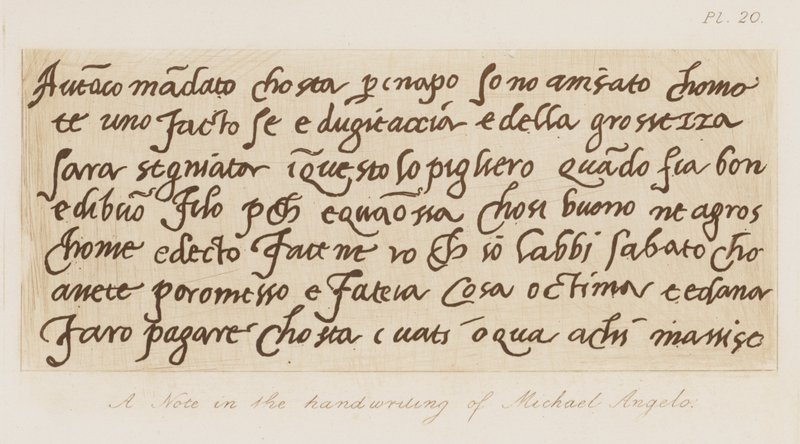 Una nota nella calligrafia di Michelangelo da Michelangelo (after) Buonarroti