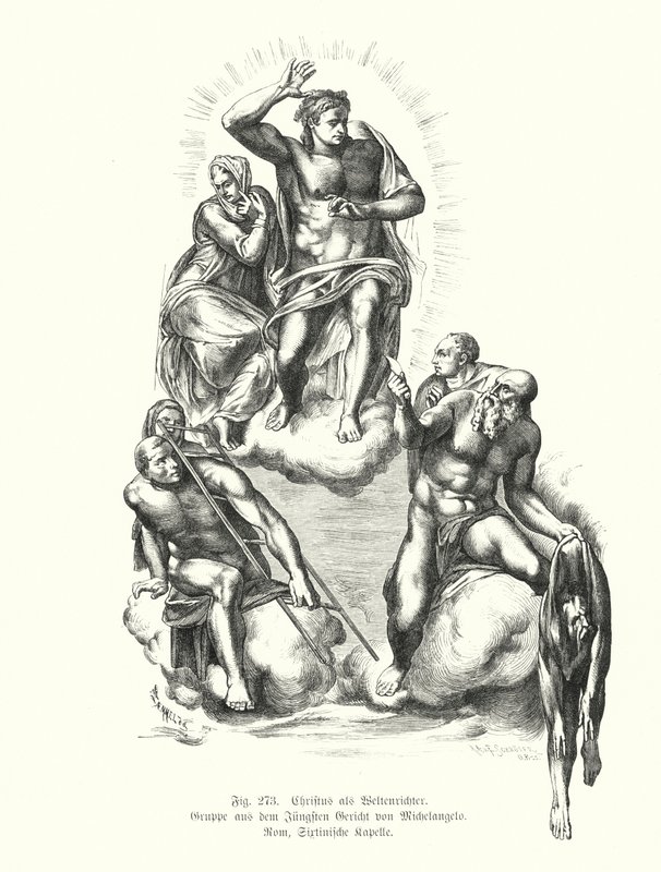 Cristo il Giudice, dettaglio dal Giudizio Universale di Michelangelo, dipinto sulla parete dell