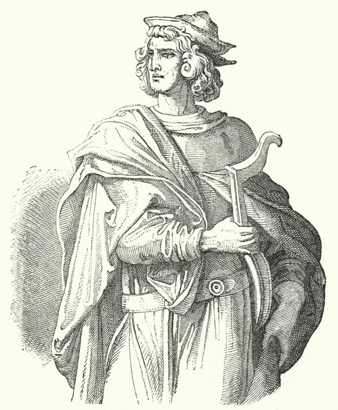Walther von der Vogelweide, poeta lirico tedesco medioevale da Moritz Ludwig von Schwind