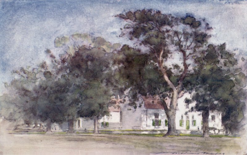 Fattoria olandese nelle tenute di Rhodes, Paarl da Mortimer Ludington Menpes