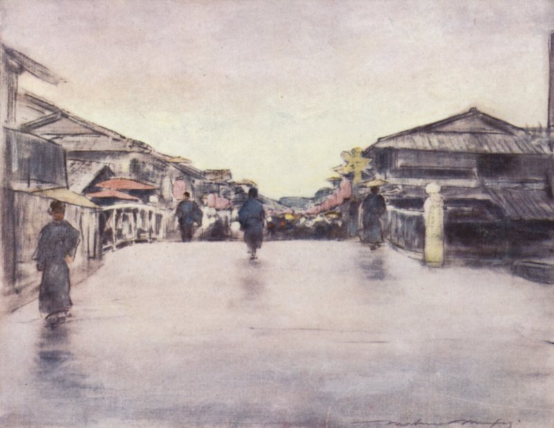 Strada delle lanterne rosa da Mortimer Ludington Menpes