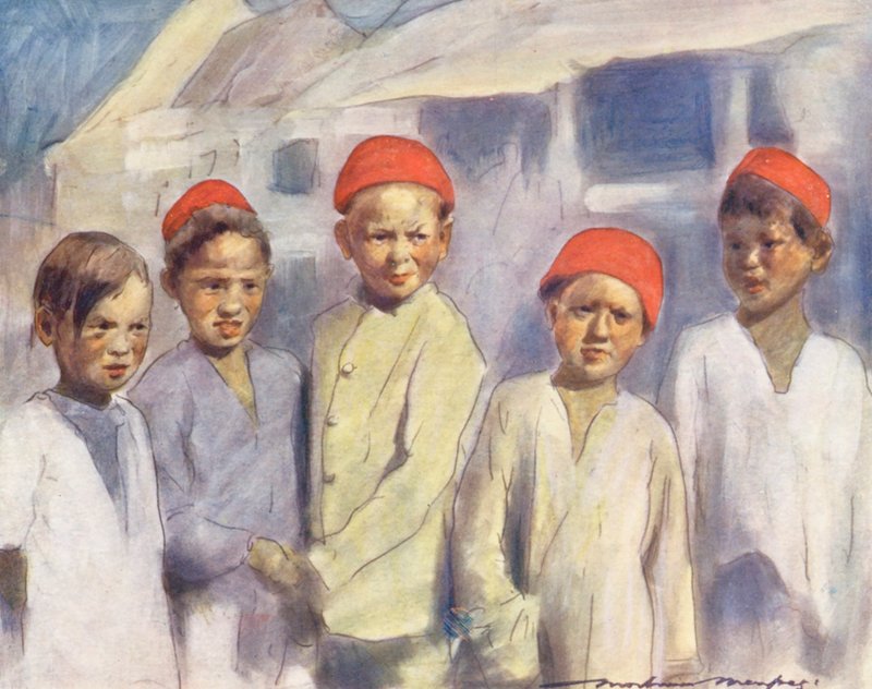 Bambini del mondo: cingalese, guardando la corsa da Mortimer Ludington Menpes