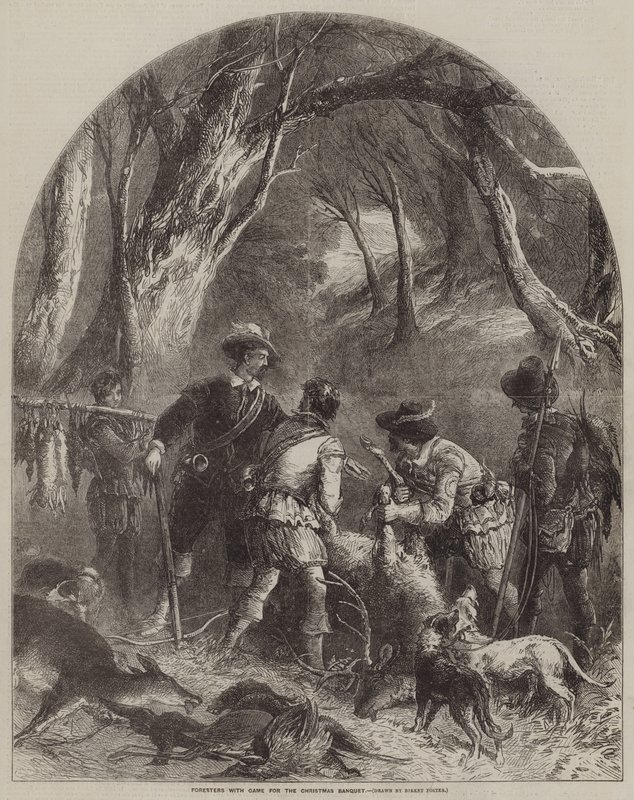 Guardaboschi con selvaggina per il banchetto di Natale da Myles Birket Foster