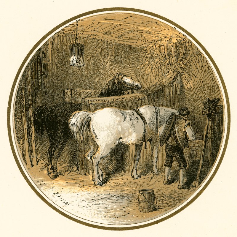 Cavalli nella stalla da Myles Birket Foster