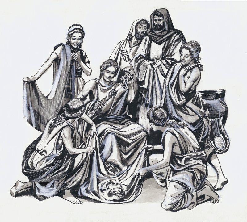 Achille e Ulisse (guazzo su carta) da Nadir Quinto