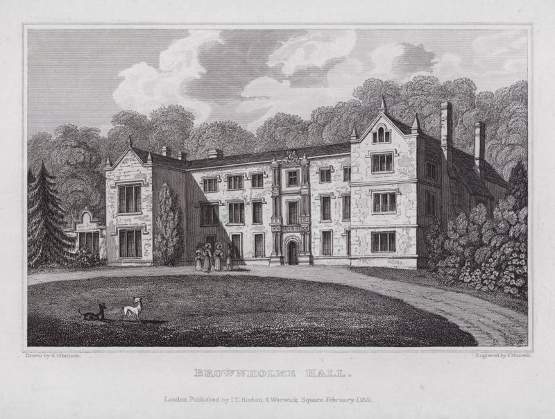 Brownholme Hall da Nathaniel (after) Whittock